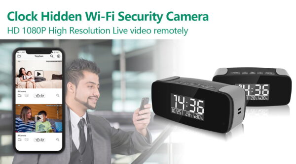 Tiny HD WIFI Concealed Spy Clock Hidden Camera with Remote View