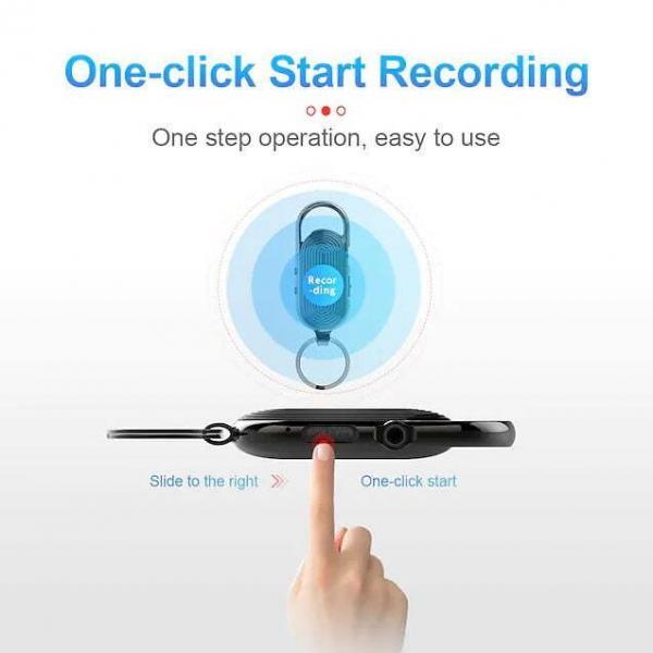 Keychain Clip Voice Recorder Black